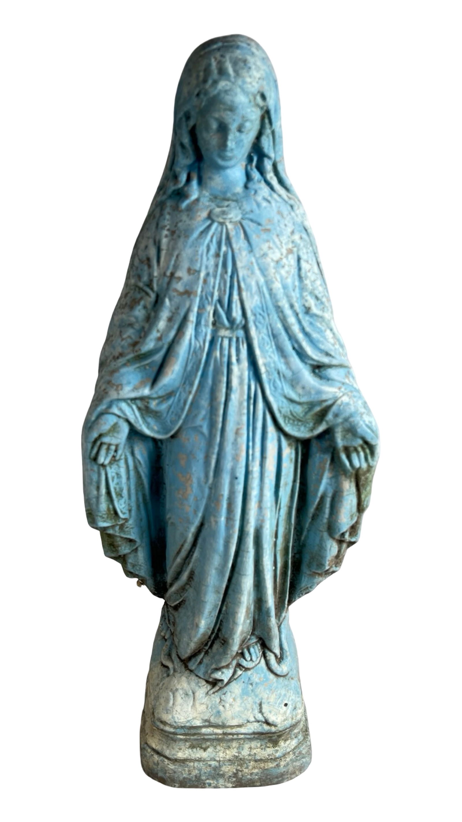 Vintage Virgin Mary Concrete Garden Statue (1 of 2)