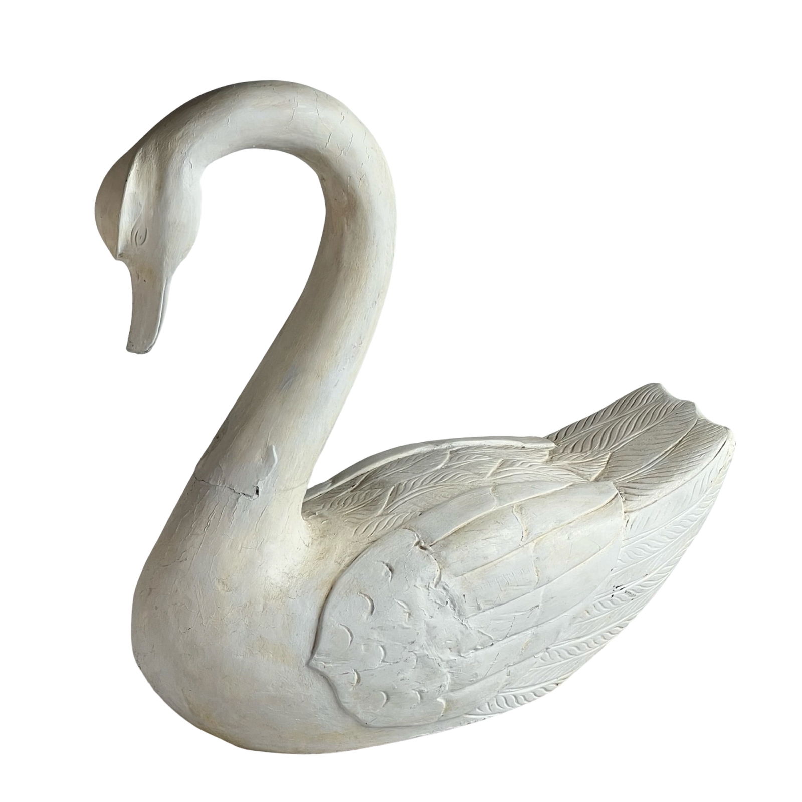Large Hand-Carved Wooden Swan Decoy/ Statue (1 of 3)