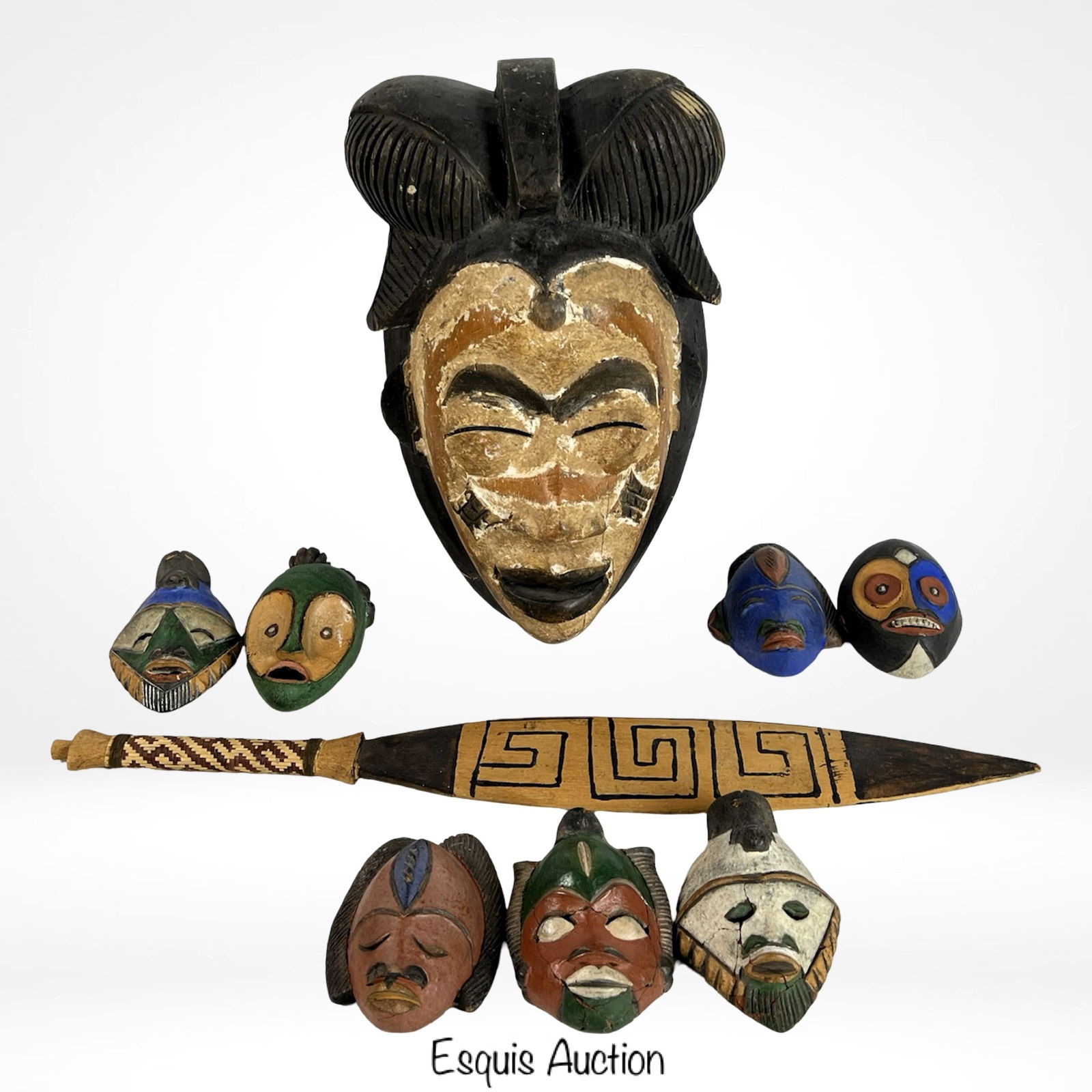African Tribal Art- Punu Mask, Spear & Clay Dan Ma (1 of 3)