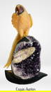 Carved Semi-Precious Parrot on Amethyst Geode