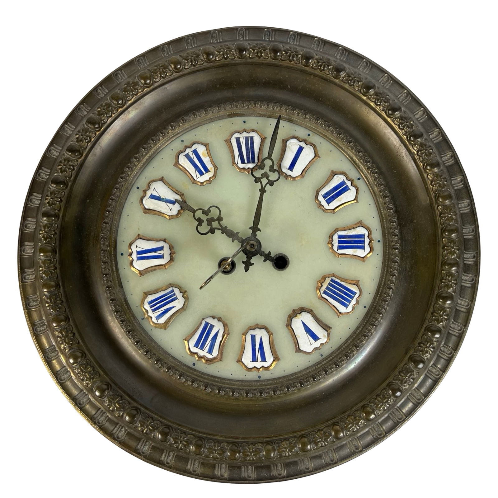 Antique Depery French Blue & White Enamel Clock (1 of 5)