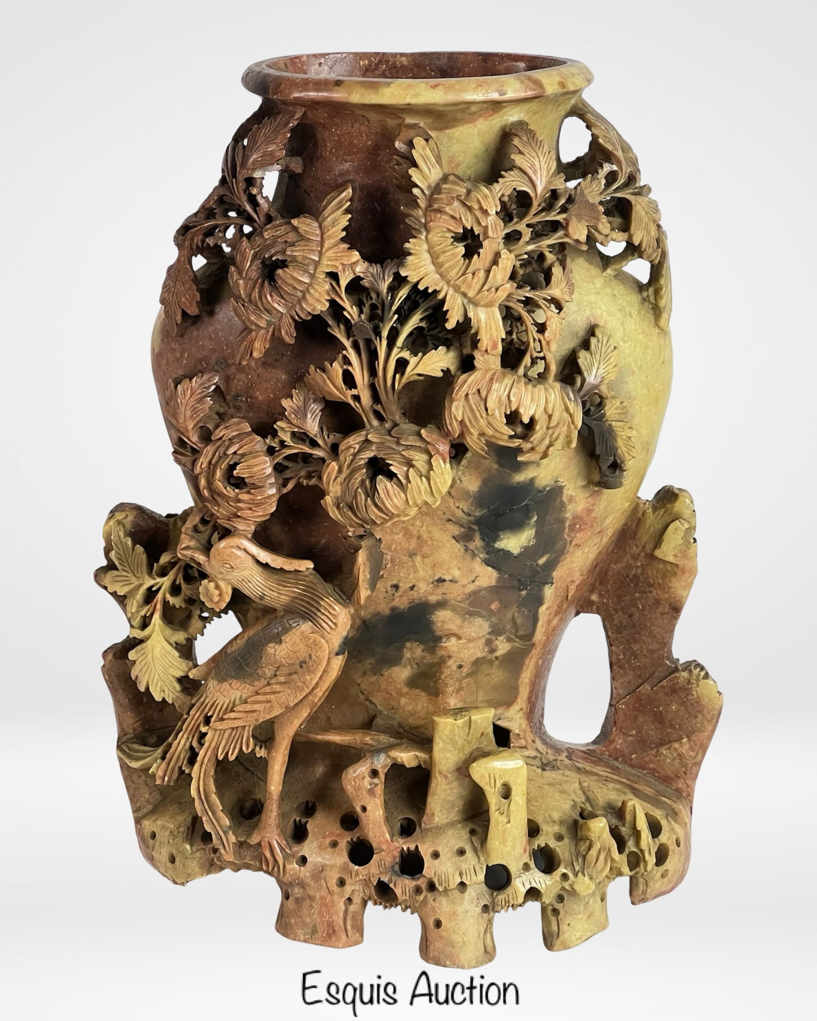 Large Chinese Hand-Carved Soapstone Vase (1 of 6)