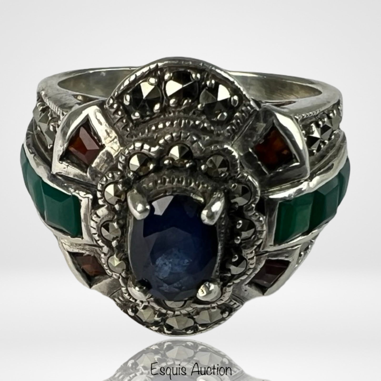 Sterling Silver Statement Ring with 2 Ct Sapphire (1 of 5)
