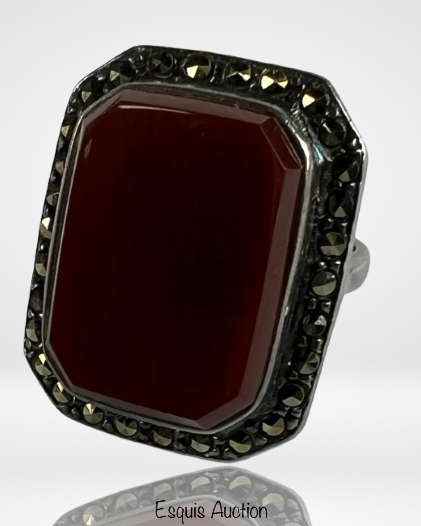 Art Deco Style Sterling Silver Carnelain Ring (1 of 4)