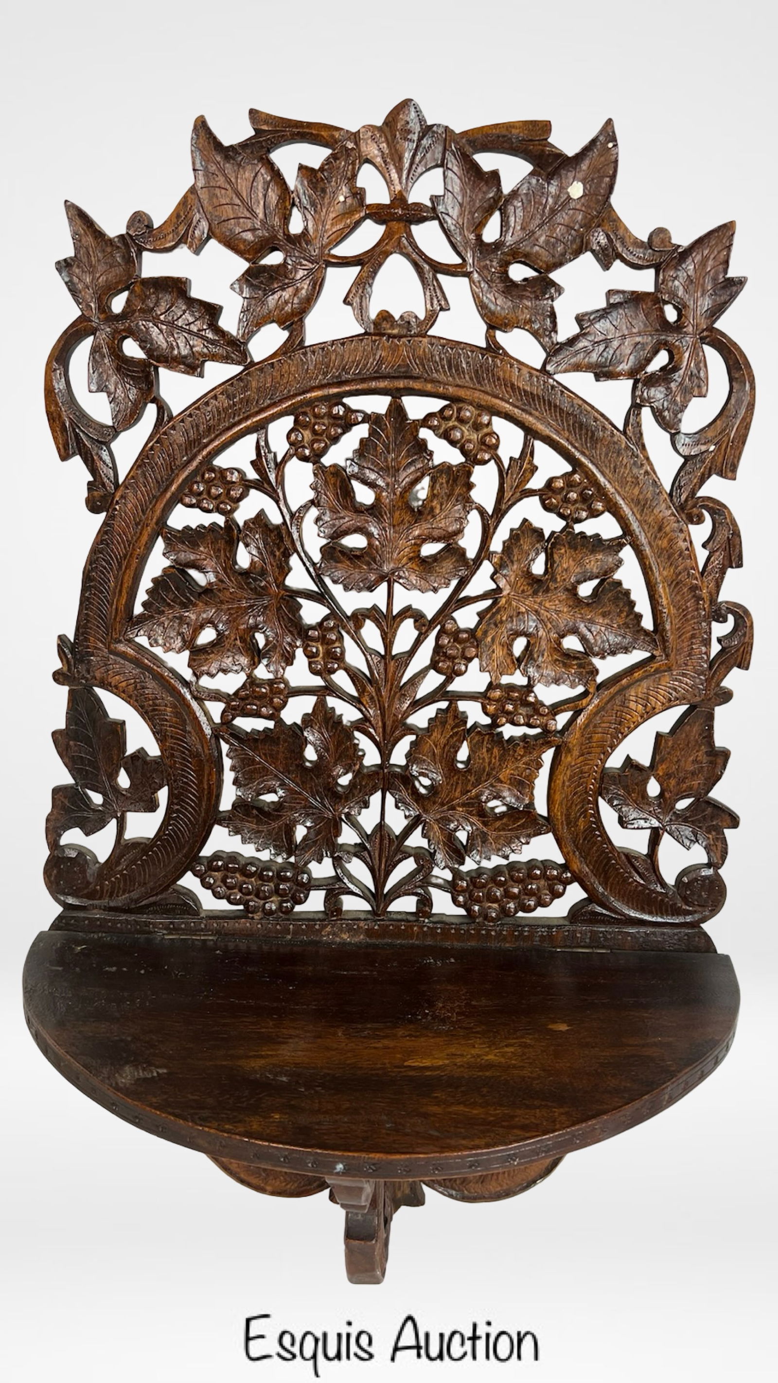Hand-Carved Wooden Folding Wall Shelf - Grape Vine (1 of 6)
