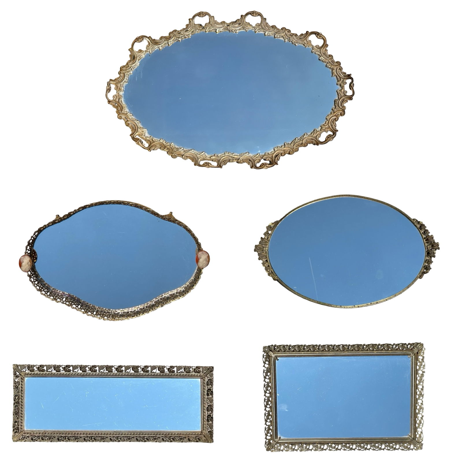 Antique and Vintage Ornate Vanity Mirror Trays (1 of 9)