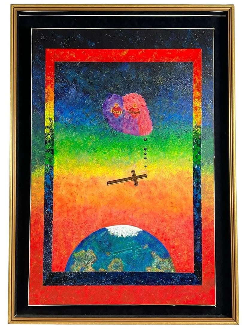 Abstract Cosmic Surrealist Mixed Media Painting (1 of 3)