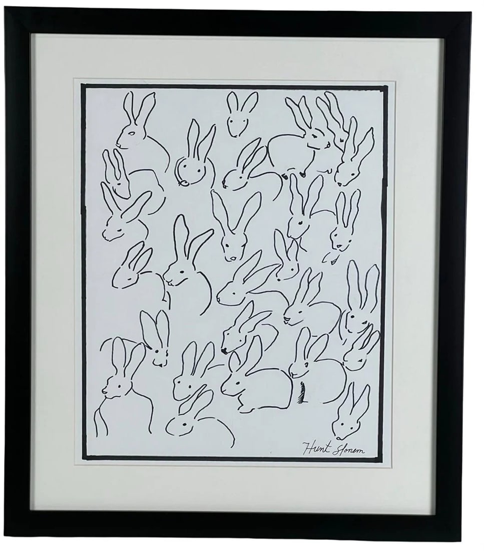 Hunt Slonem (Attributed) - Bunnies Drawing (1 of 2)