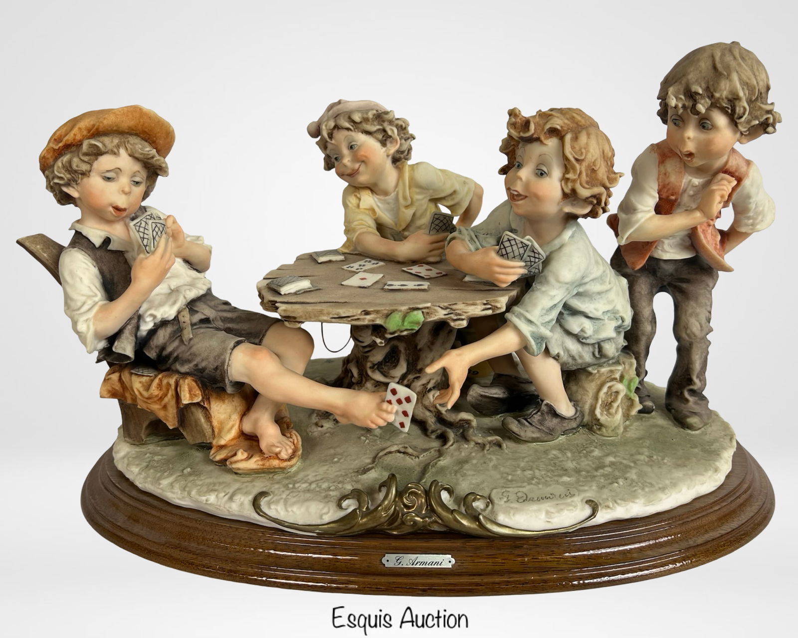 Giuseppe Armani "Children Playing Cards" Sculpture (1 of 6)
