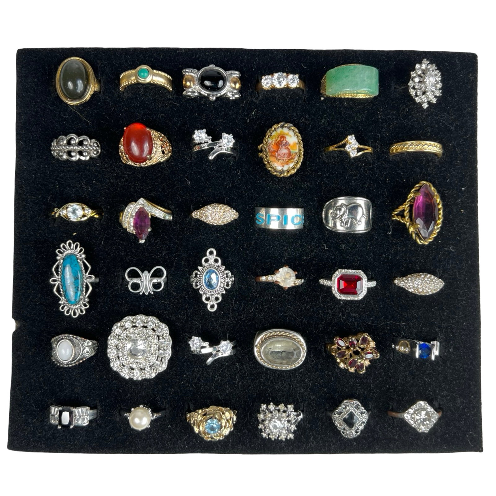 Exquisite Collection: Set of 36 Various Rings: Embark on a journey through diverse styles and eras with this stunning collection of 36 rings, each possessing its own unique charm and character. From timeless classics to contemporary statement piec