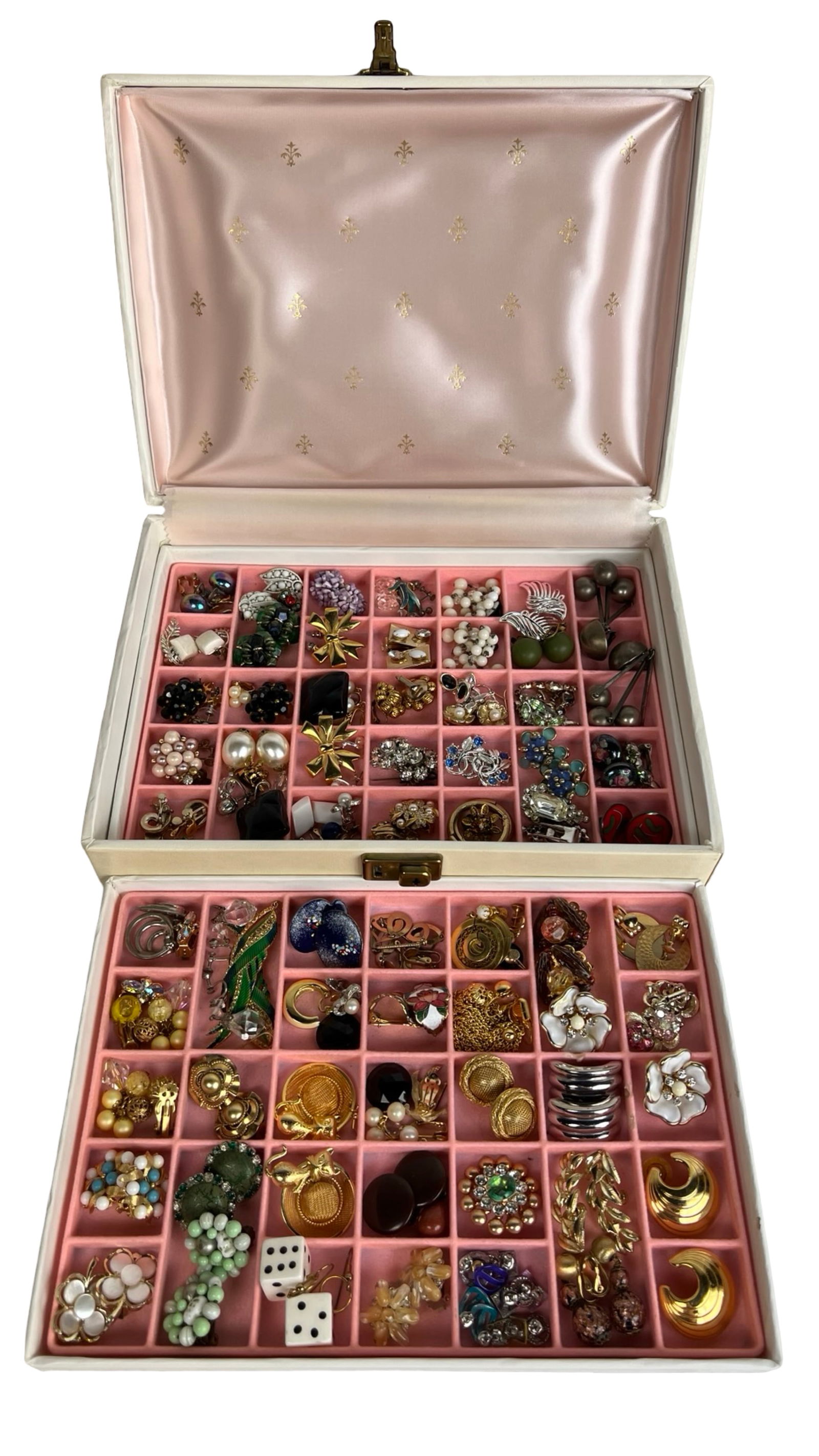 Vintage Jewelry Box Filled with Assorted Earrings (1 of 4)