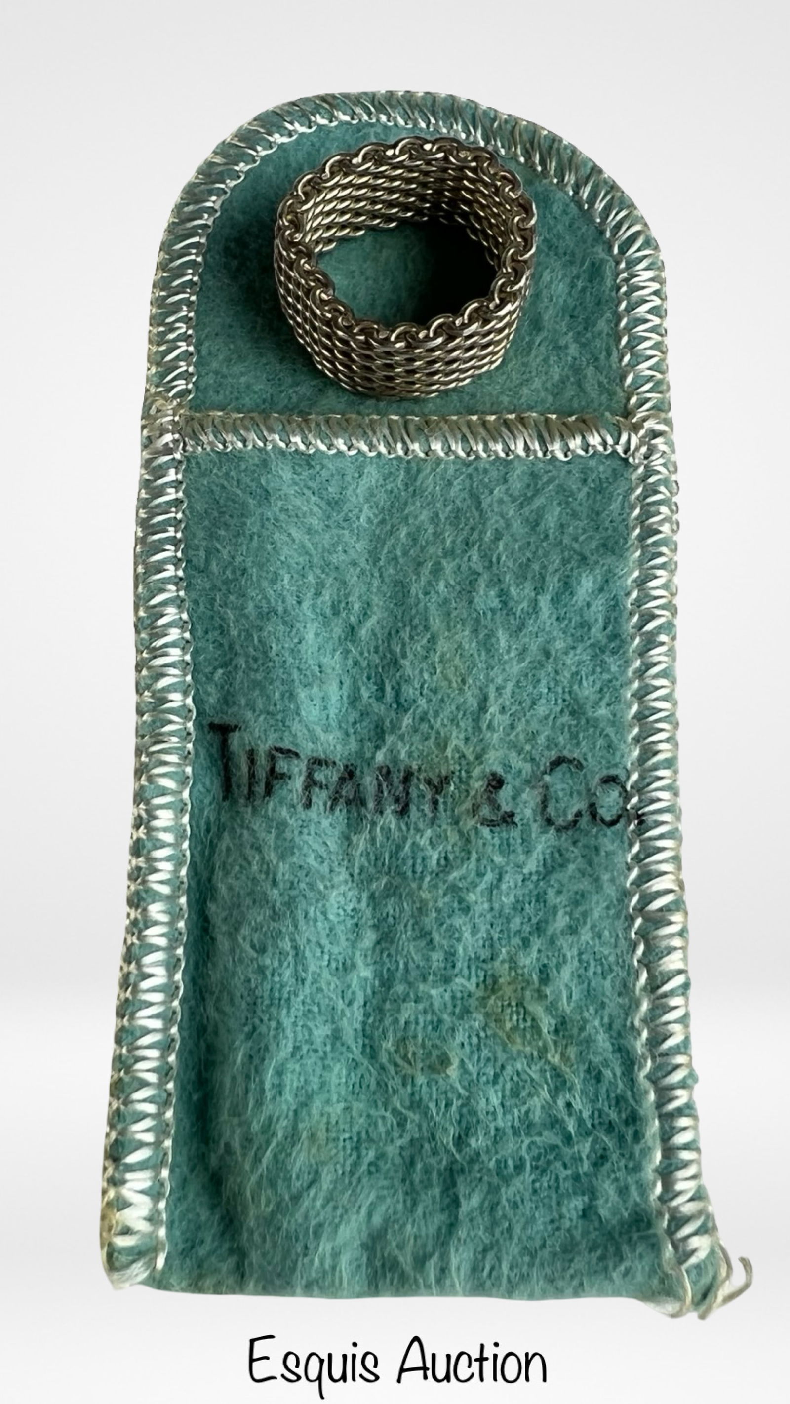 Tiffany & Co. Sterling Silver Somerset Mesh Ring: Tiffany & Co. Sterling Silver Somerset Mesh Band Ring with pouch. Size- 7. Good Condition.