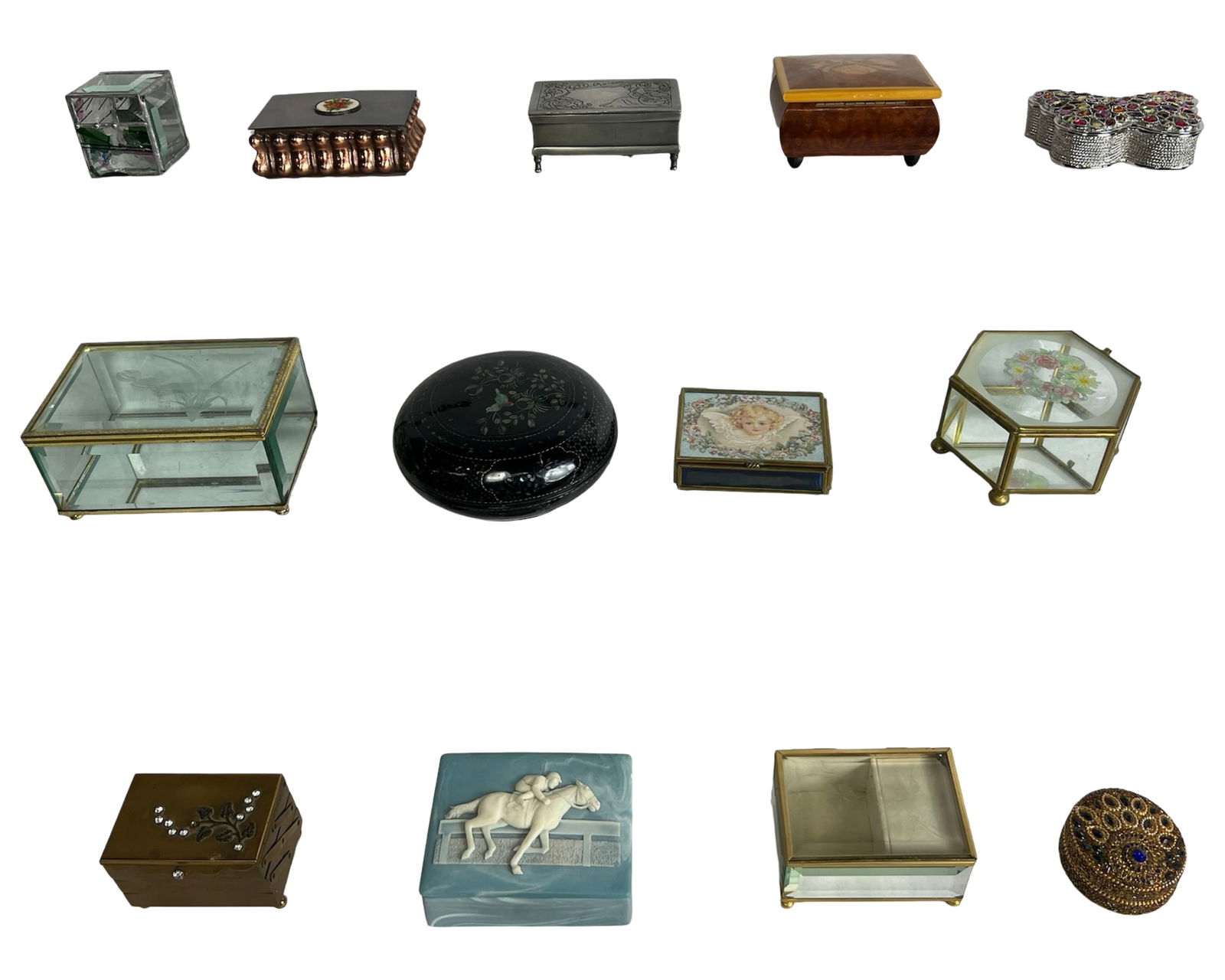 Group of Vintage Jewelry & Trinket Keepsake Boxes (1 of 4)