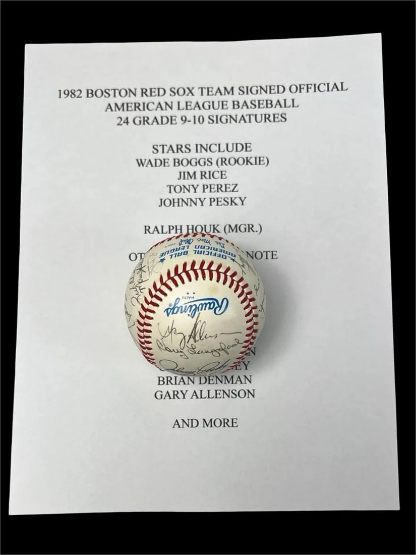 1982 Boston Red Sox Team Signed Baseball Ball- 24 (1 of 9)