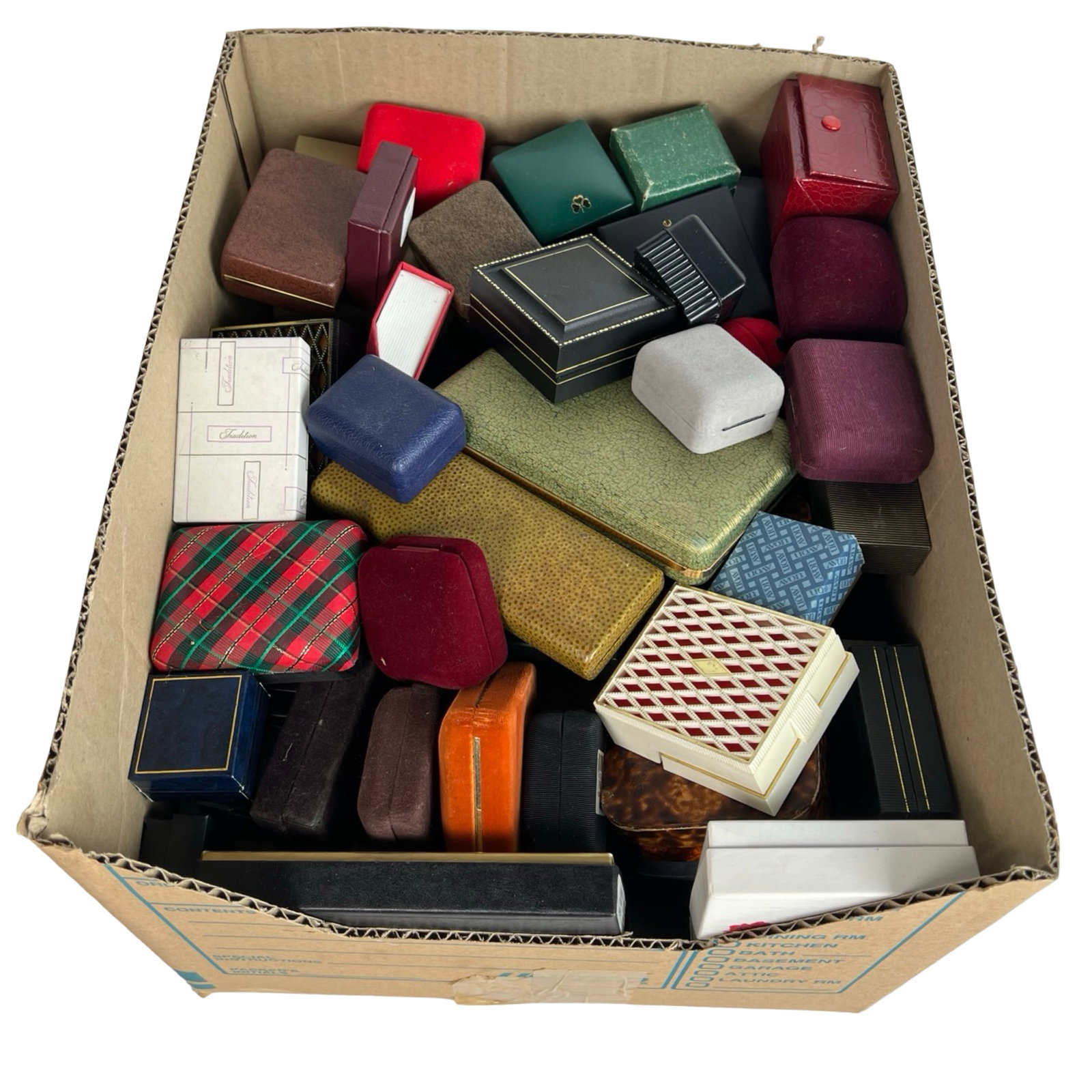 Large Assortment of Jewelry & Ring Boxes: Large Assortment of Jewelry & Ring Boxes. All empty.