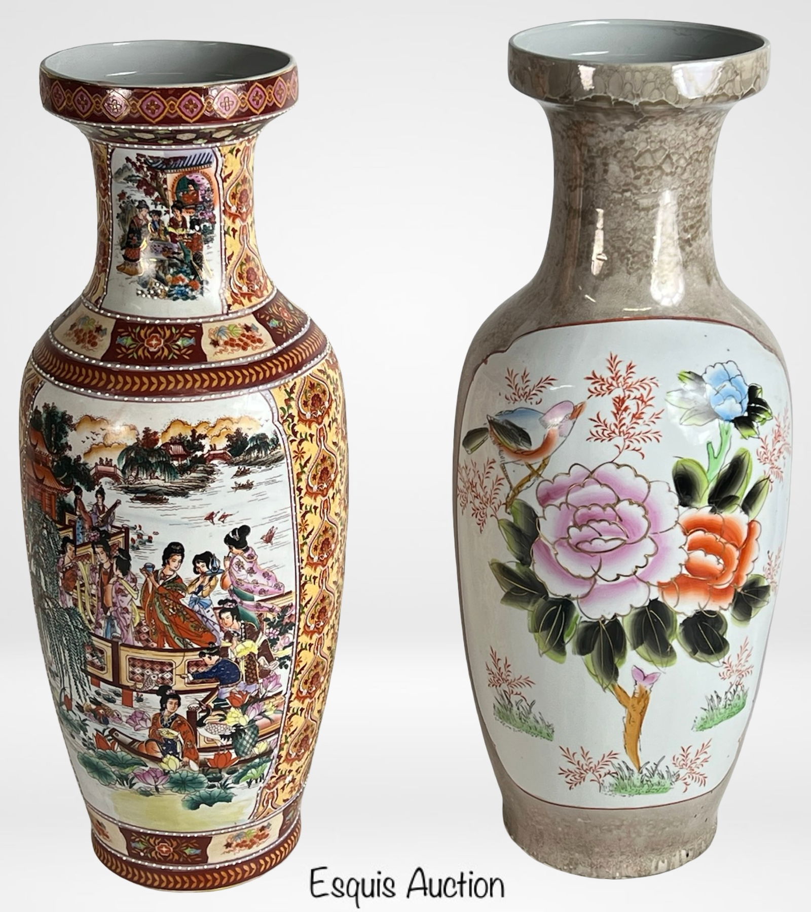 Pair of Large Asian Chinese Porcelain Floor Vases (1 of 6)