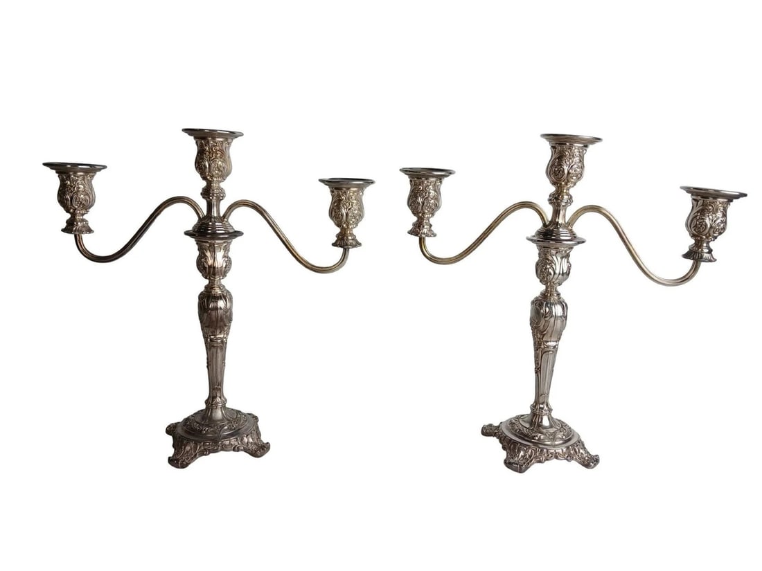 Rogers Victorian Rose Silver-Plate Candelabras (1 of 4)