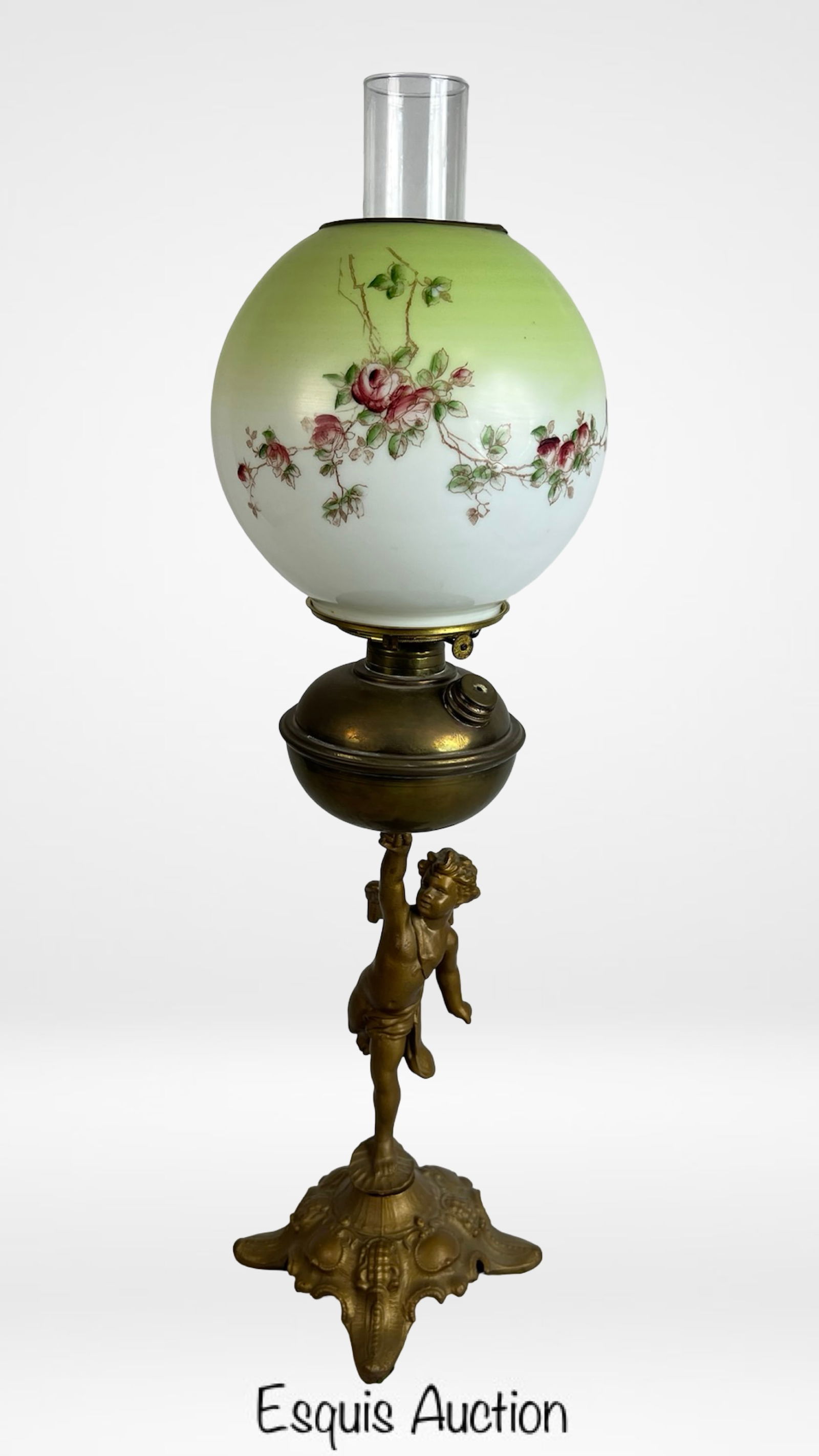 Victorian Figural Cherub Table Lamp - Floral Globe (1 of 7)