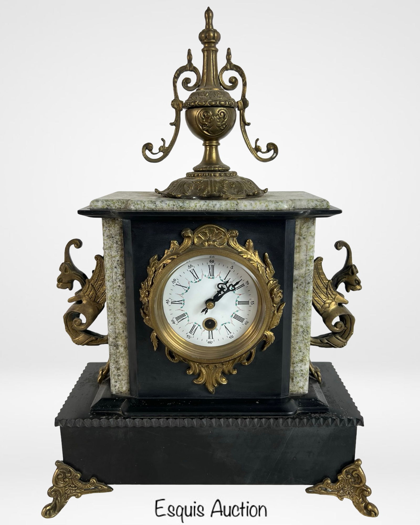 Antique French Bronze & Marble Mantel Clock (1 of 6)