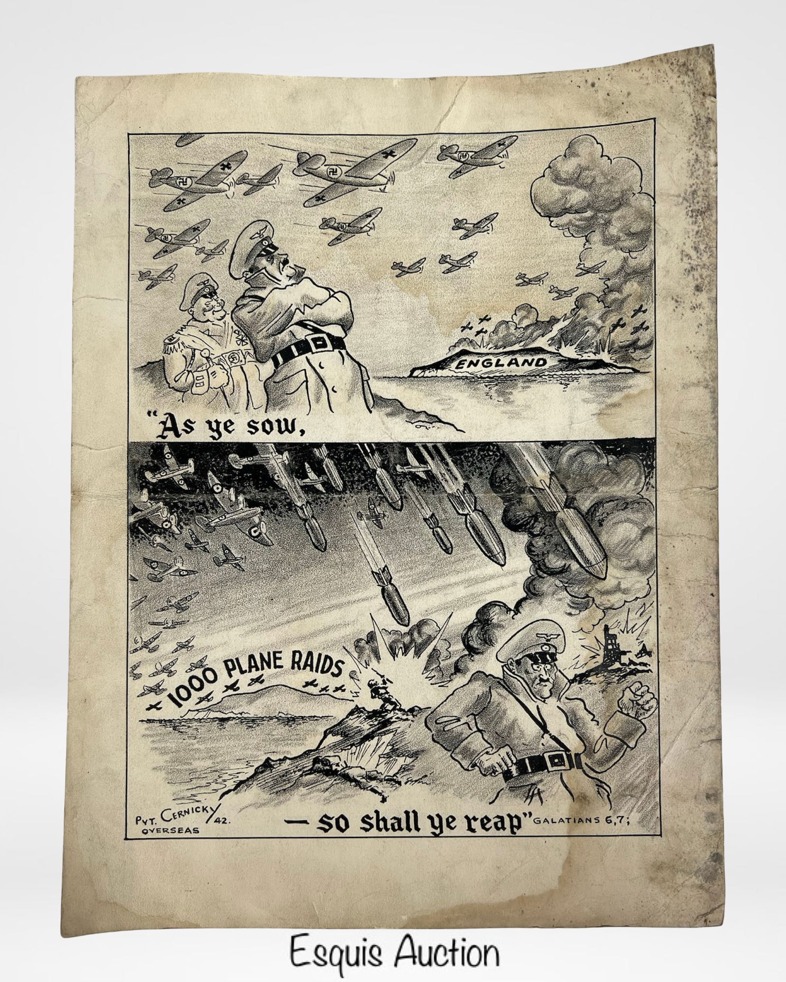 WWII War Cartoon Retribution by Pvt.Cernicky 1942 (1 of 5)