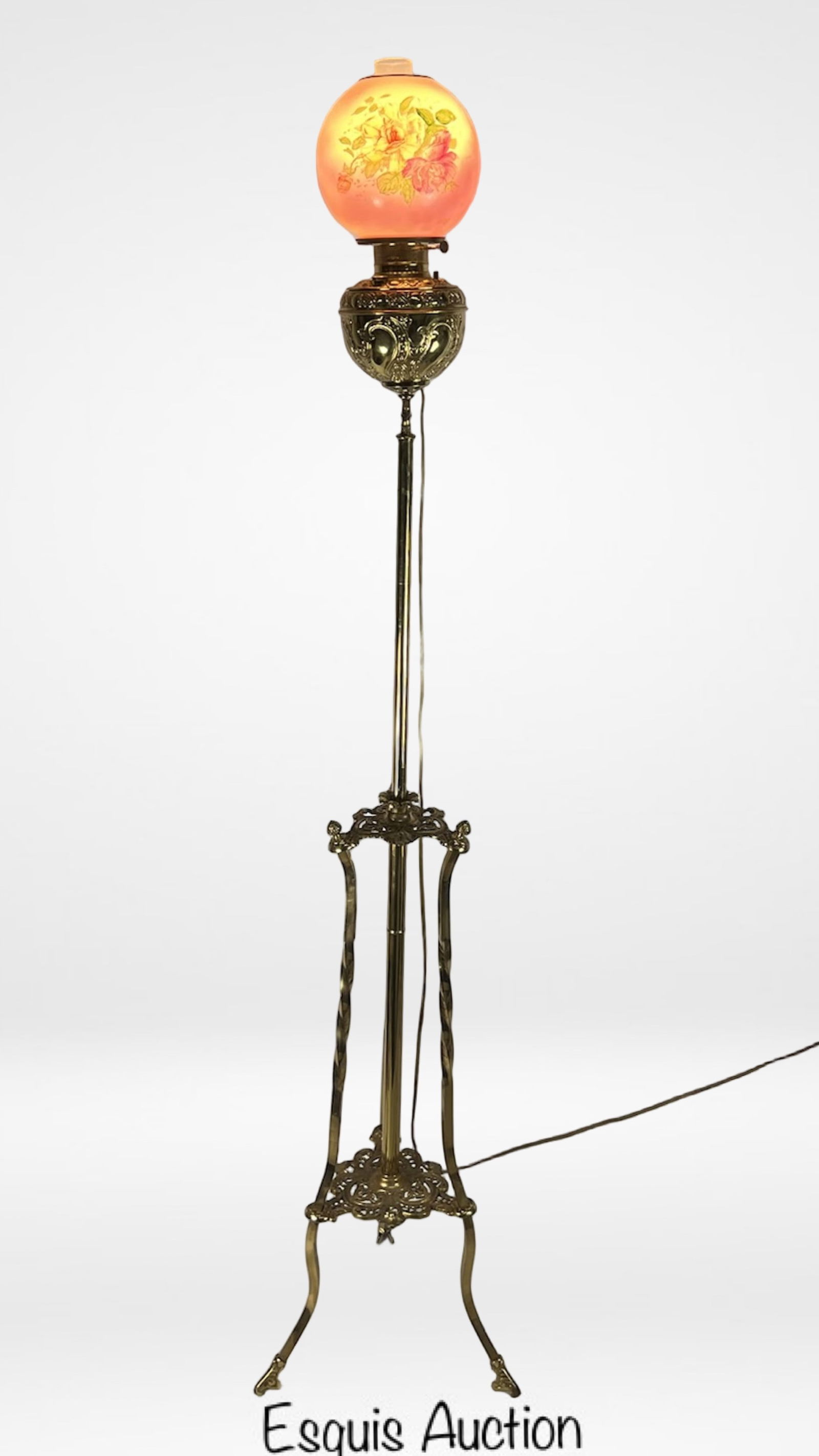 Antique Meriden Brass Floor Lamp- Globe Shade (1 of 7)