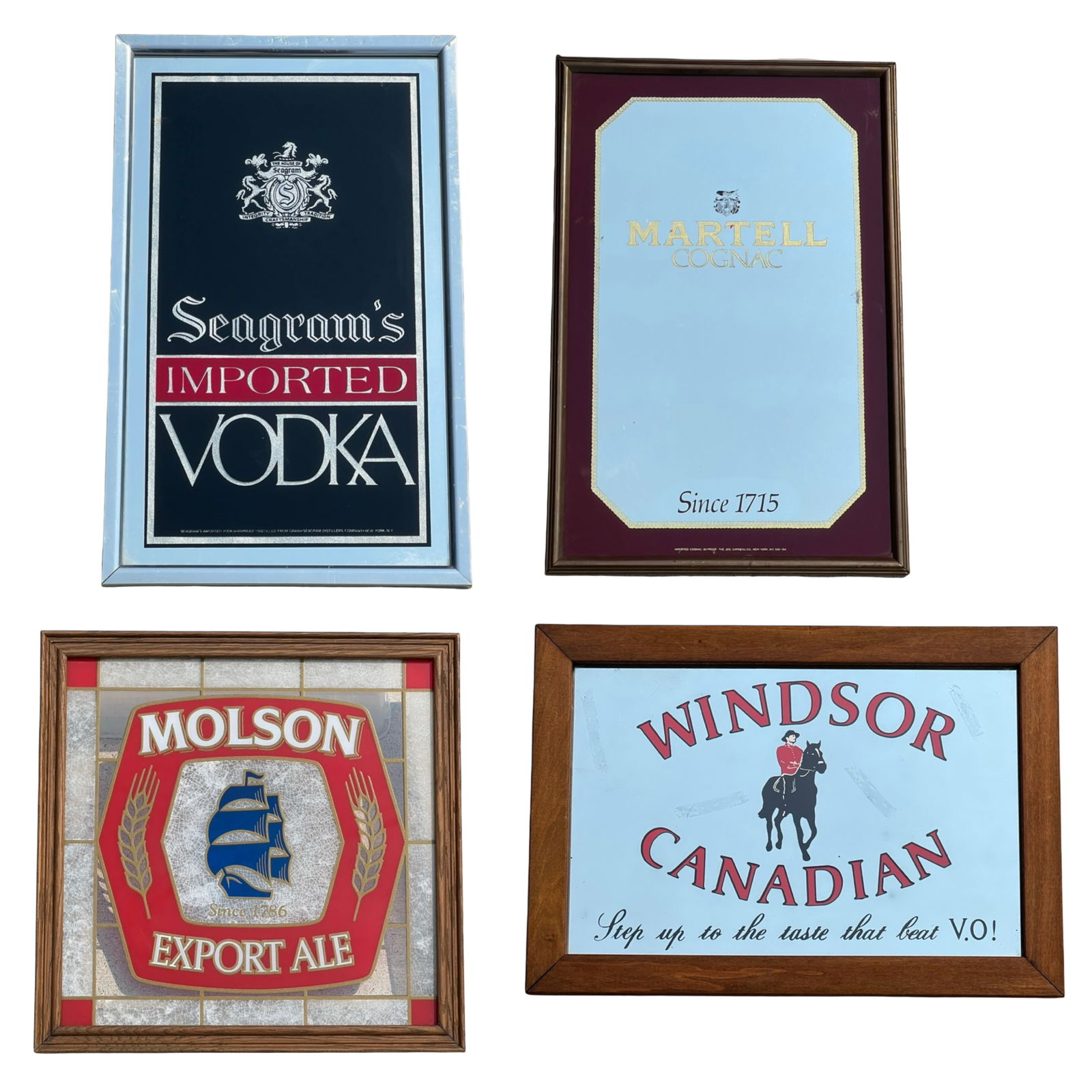 Bar Advertising Mirrors - Seagram's, Martell, Win (1 of 5)