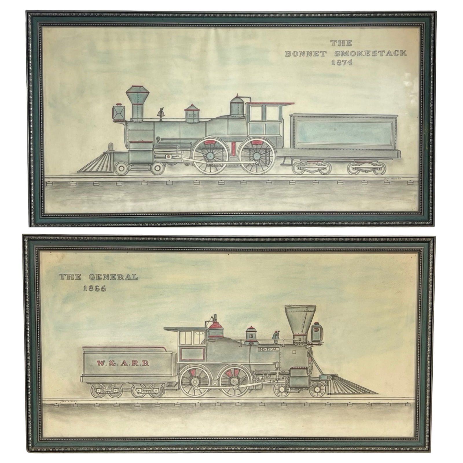 John Hixson - Study of Locomotives- Two Drawings (1 of 4)