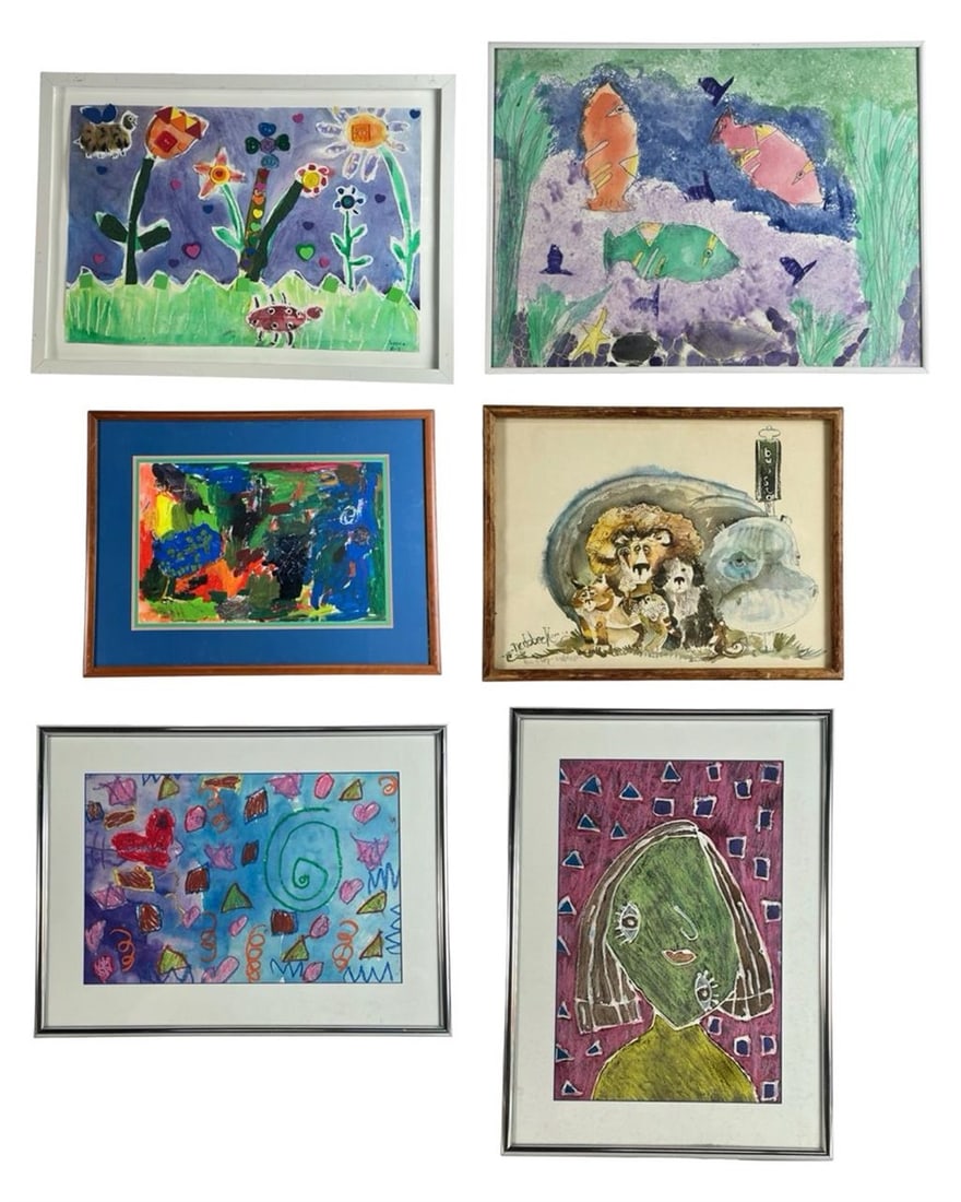Group of 6 Framed Whimsical and Playful Artworks (1 of 7)