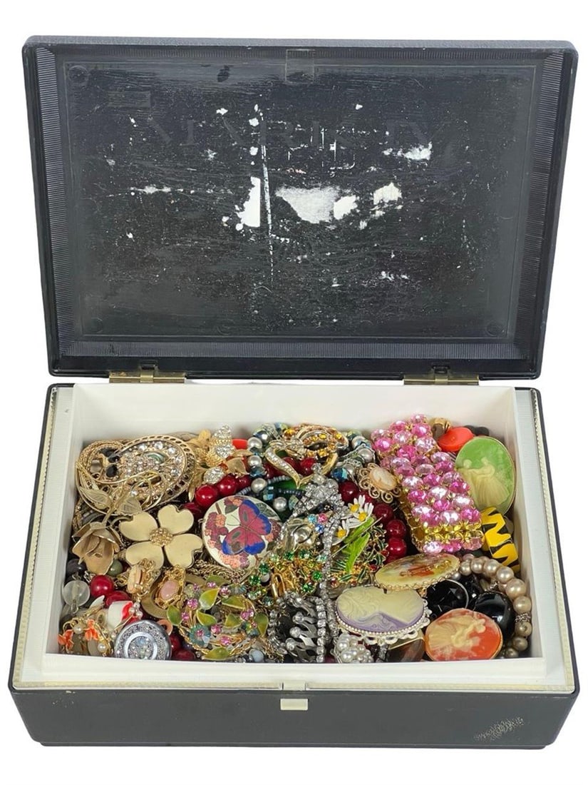 Box filled with Vintage Unsearched Costume Jewelry (1 of 5)