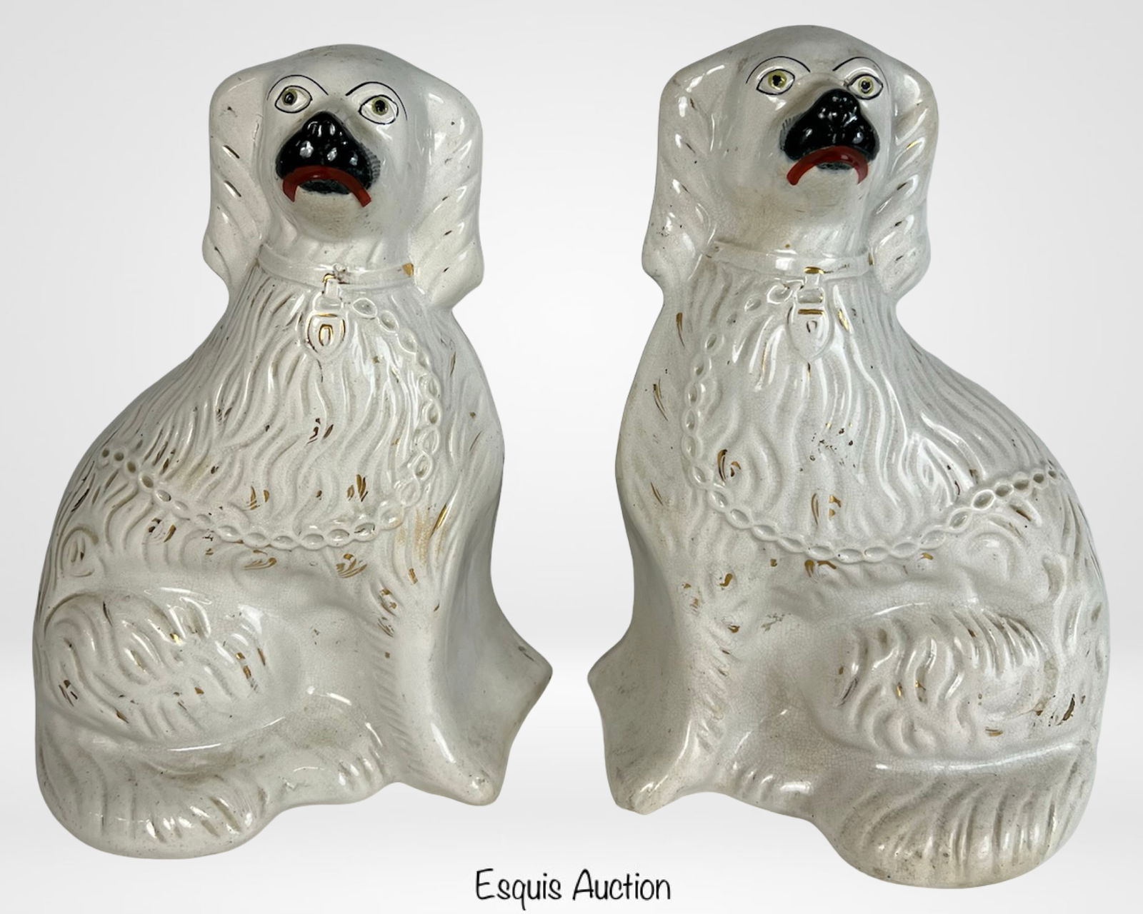 Large Antique Staffordshire Dog Figurines (1 of 6)