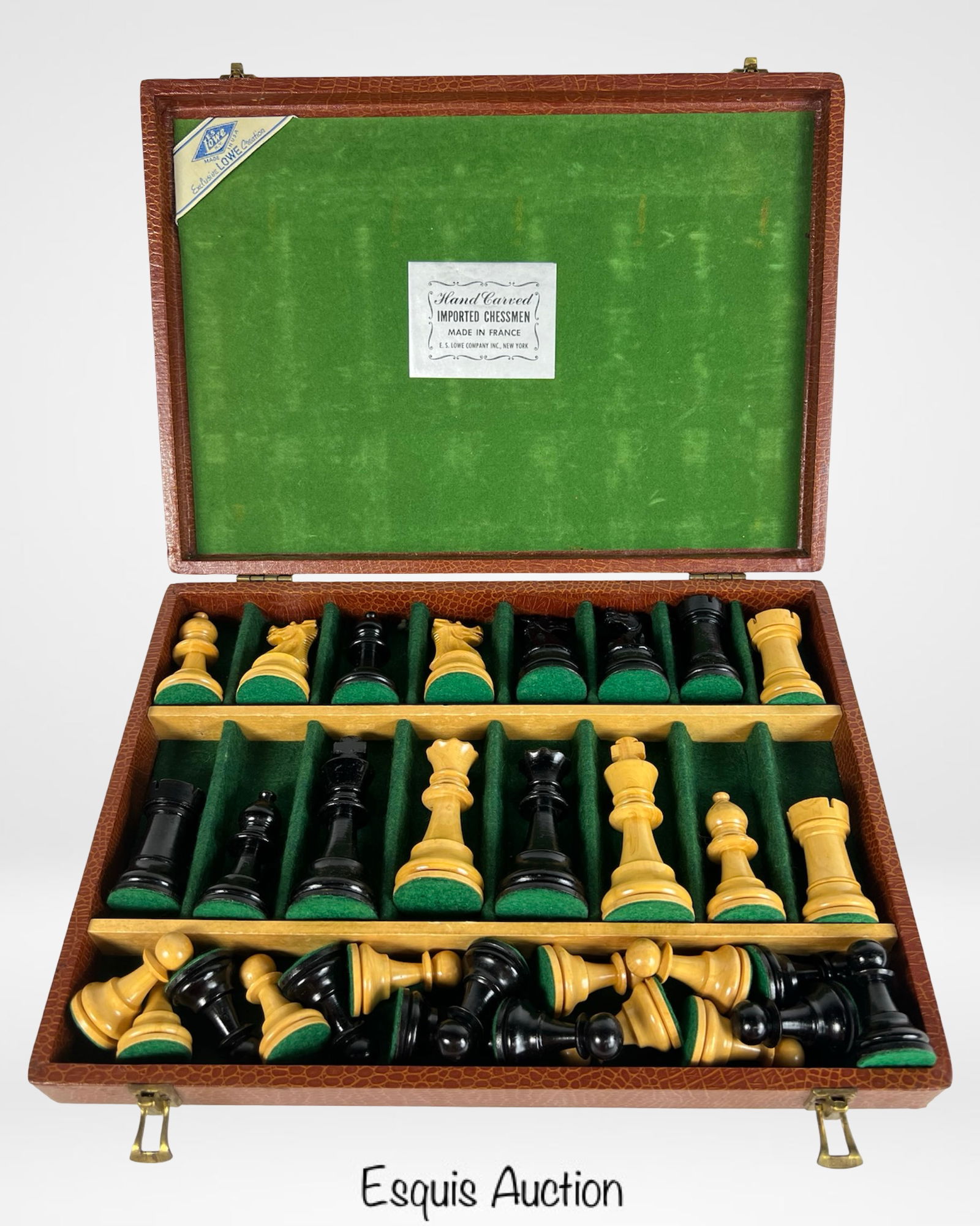 E.S. Lowe Hand-Carved Wooden Chess Set - France (1 of 4)