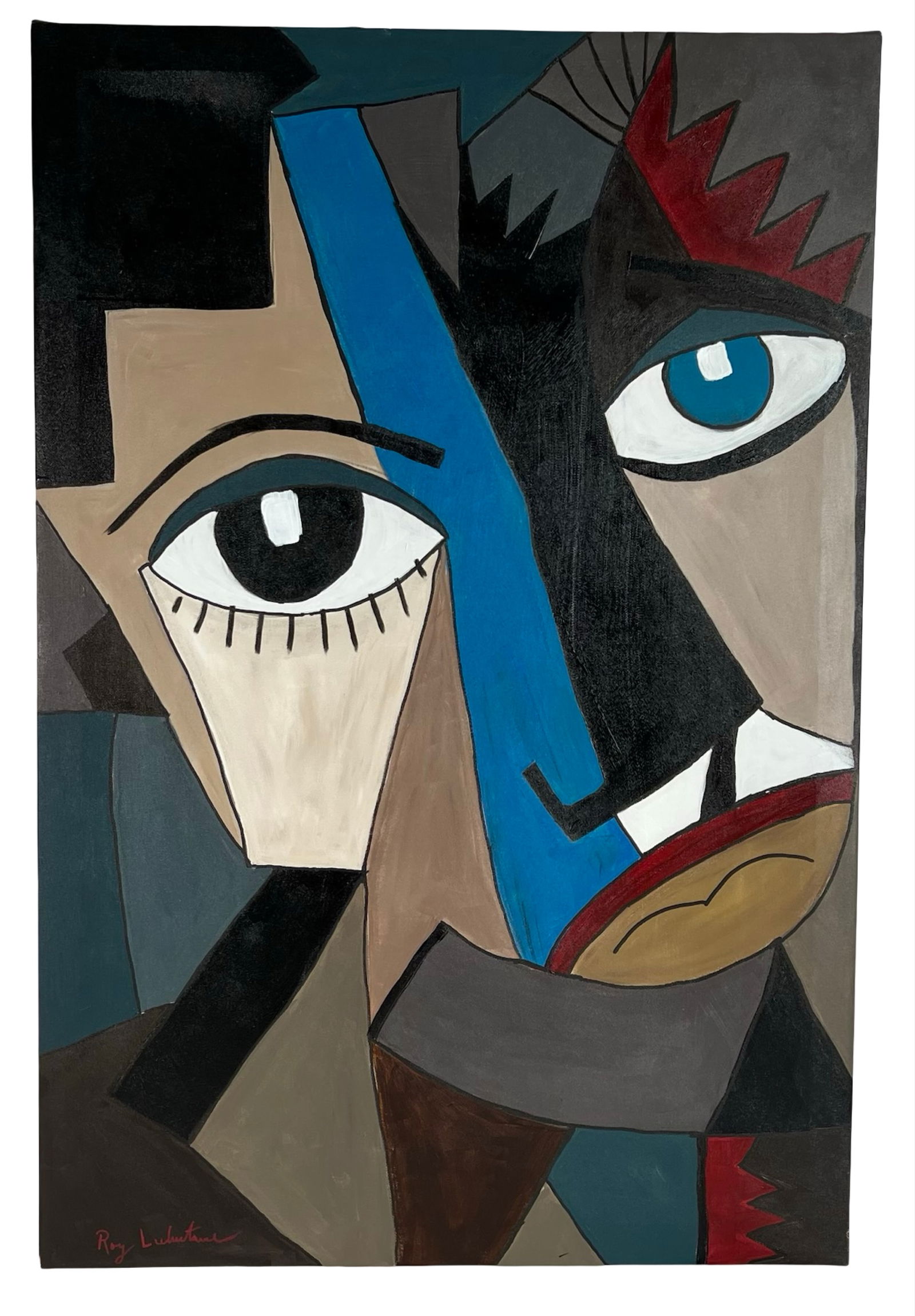 Roy Lichtenstein (manner of) Cubist Portrait Paint (1 of 2)