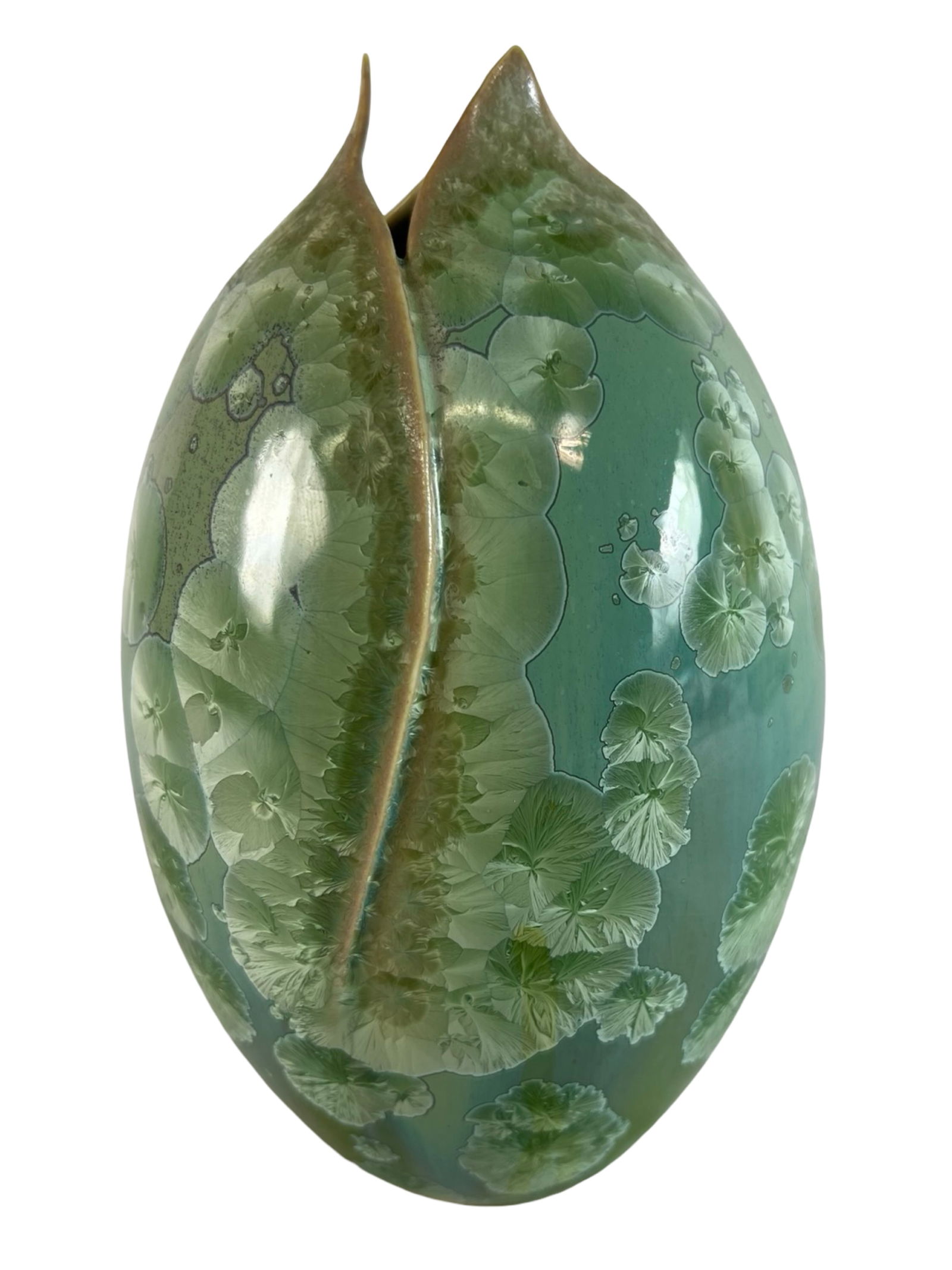 rystalline Glazed Studio Pottery Vase- Organic Rim (1 of 4)