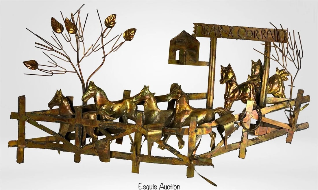 Western Horse Corral Metal Wall Sculpture (1 of 1)