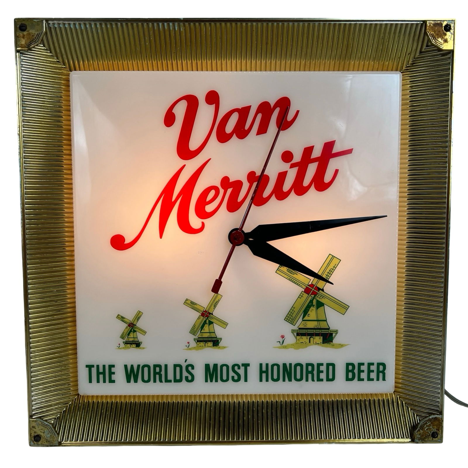 Vintage Van Merritt Beer Advertising Lighted Clock (1 of 4)