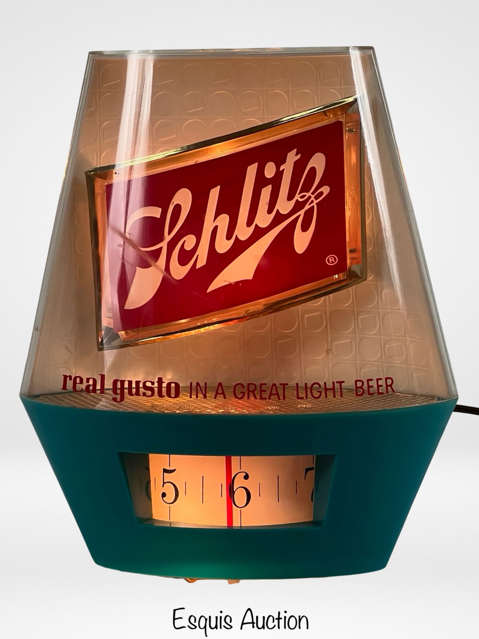 60s Schlitz "Real Gusto" Light-Up Beer Sign/ Clock (1 of 4)