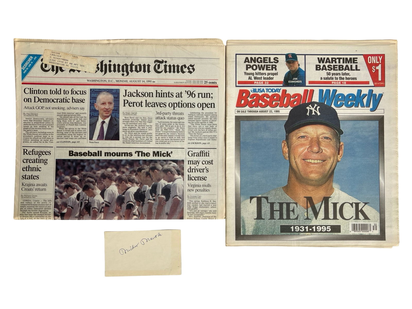 Mickey Mantle Autograph/ Signature (1 of 3)