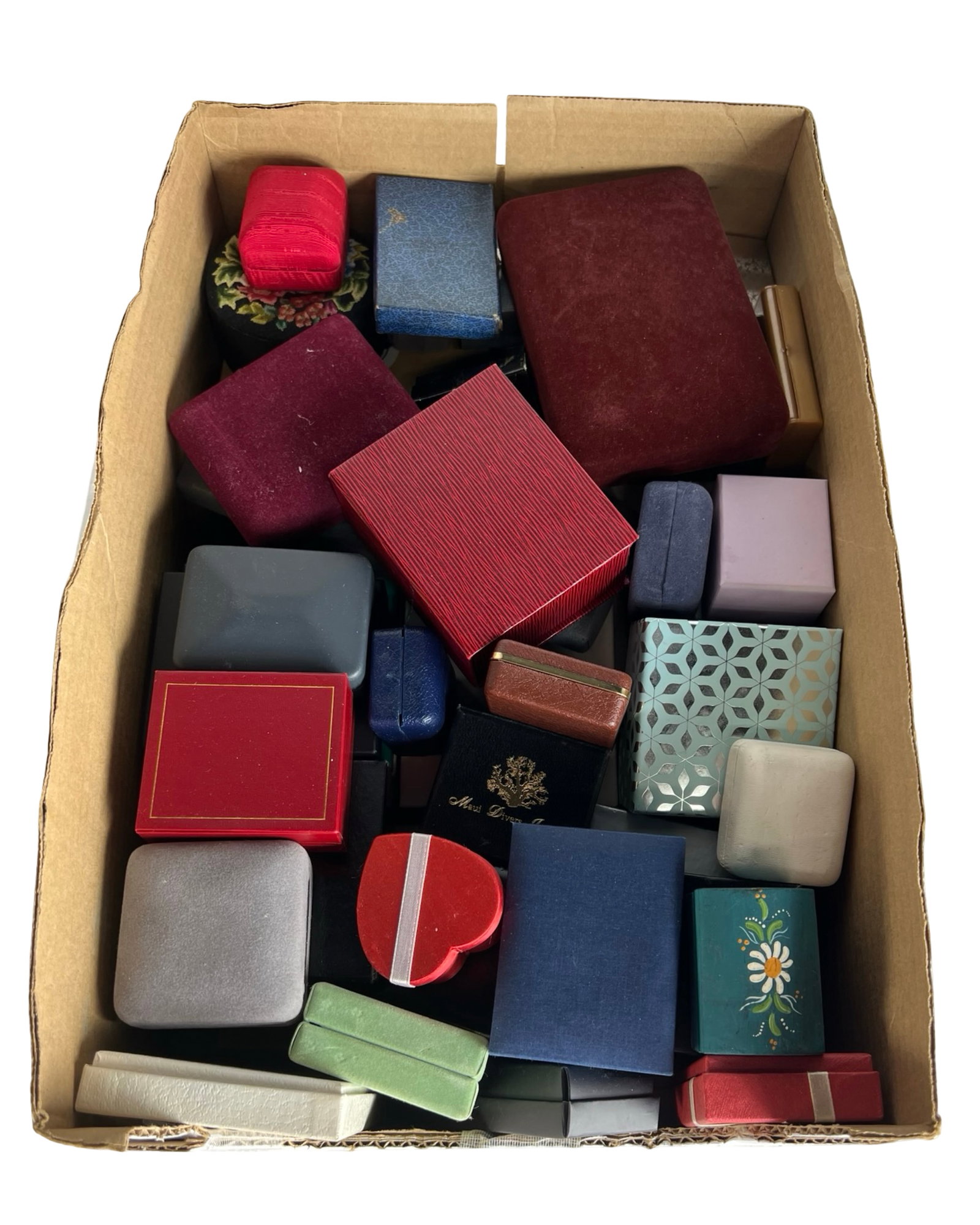 Large Assortment of Jewelry & Ring Boxes: Large Assortment of Jewelry & Ring Boxes. All empty.