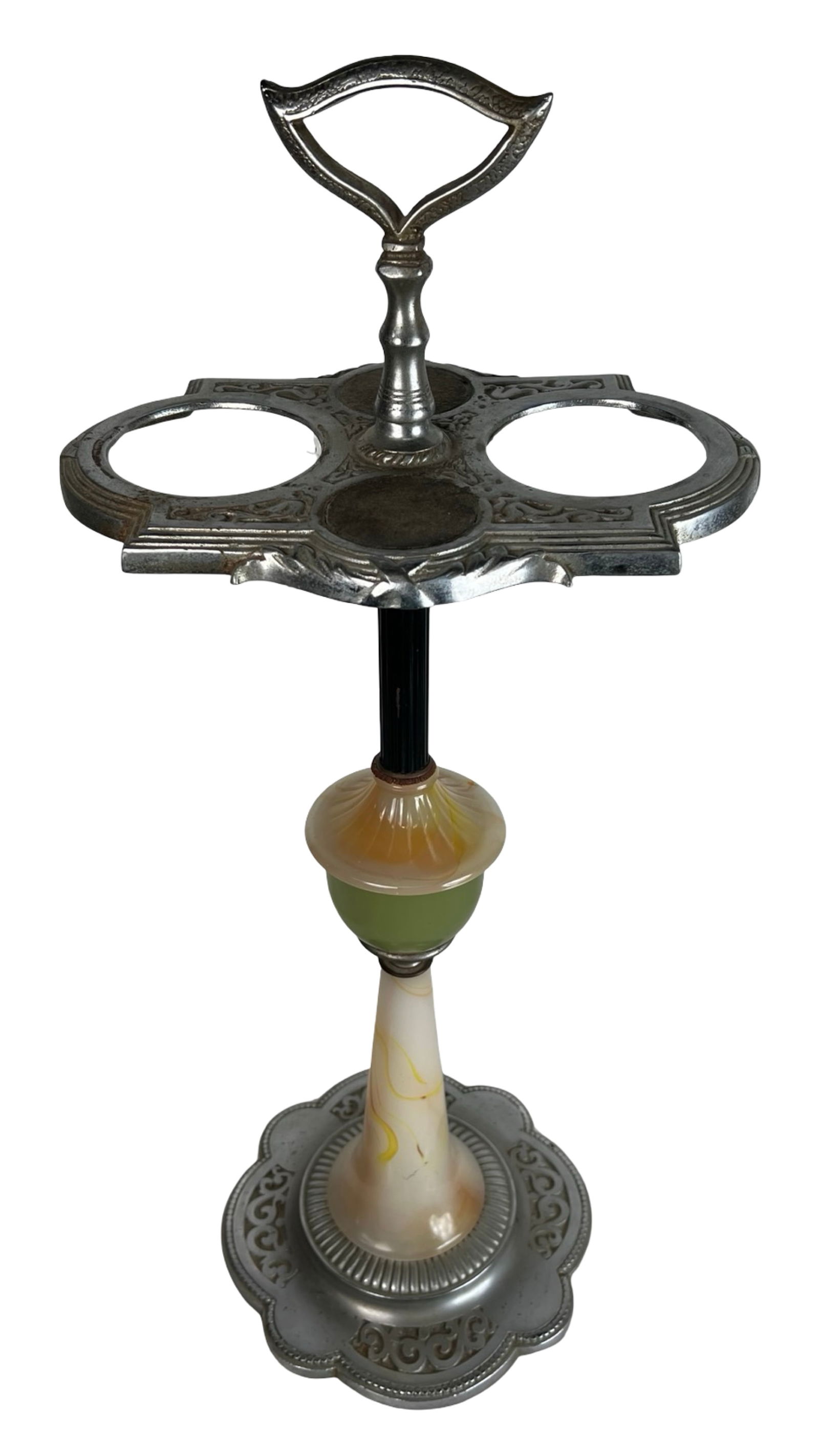 1920s Antique Onyx and Chrome Floor Ashtray (1 of 4)