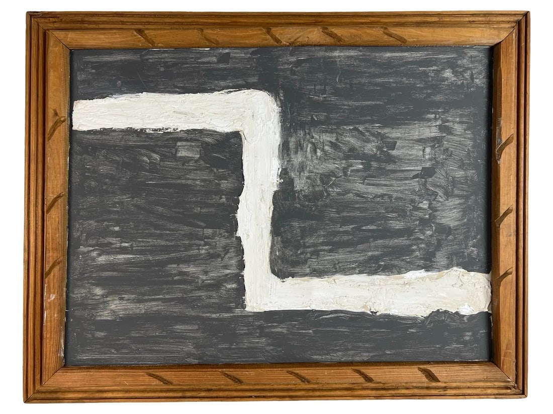 MCM Textured Geometric Abstraction Painting (1 of 2)