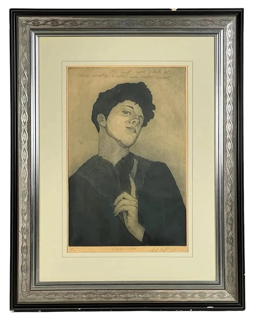 Audrey Niffenegger - "Rilke" Aquatint Etching: This evocative aquatint and etching by Audrey Niffenegger, titled "Rilke," is number 2 from a limited edition of 10, created in October 1985. The piece captures the introspective essence of poet Raine