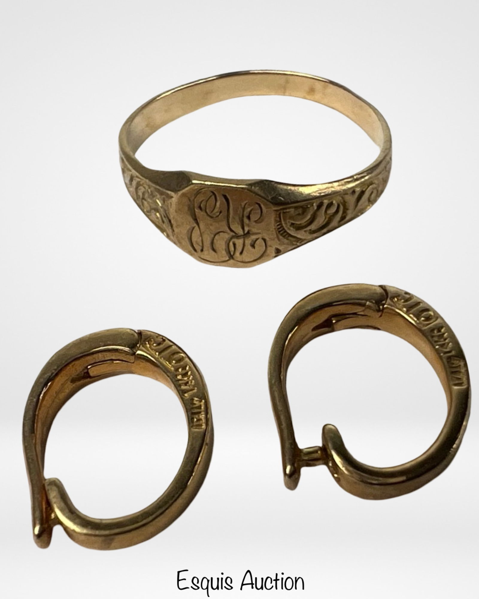 14k Gold Lady's Earrings and 10k Signet Ring (1 of 3)