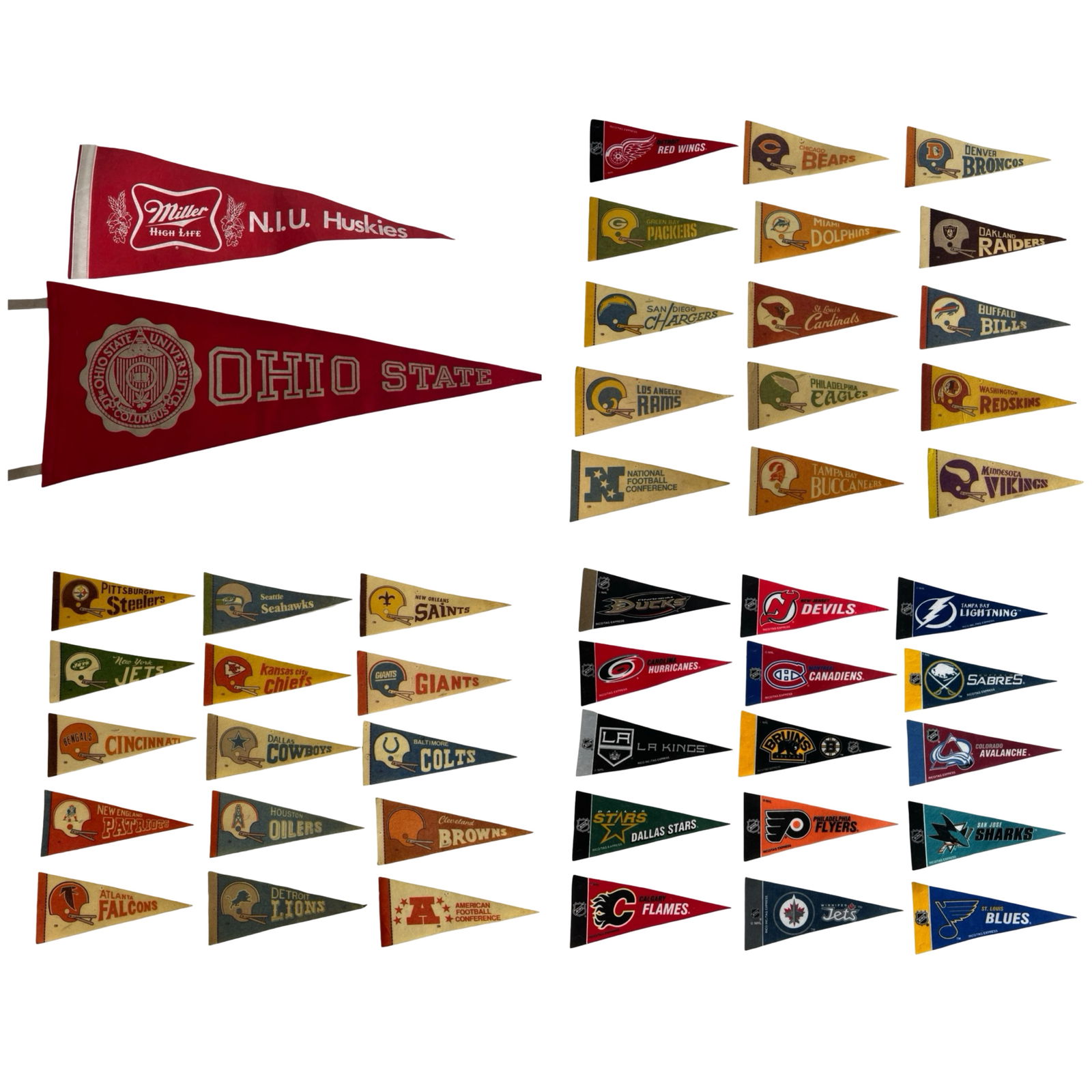 Wool Felt Sports Pennants & Mini Pennants NFL NHL (1 of 6)