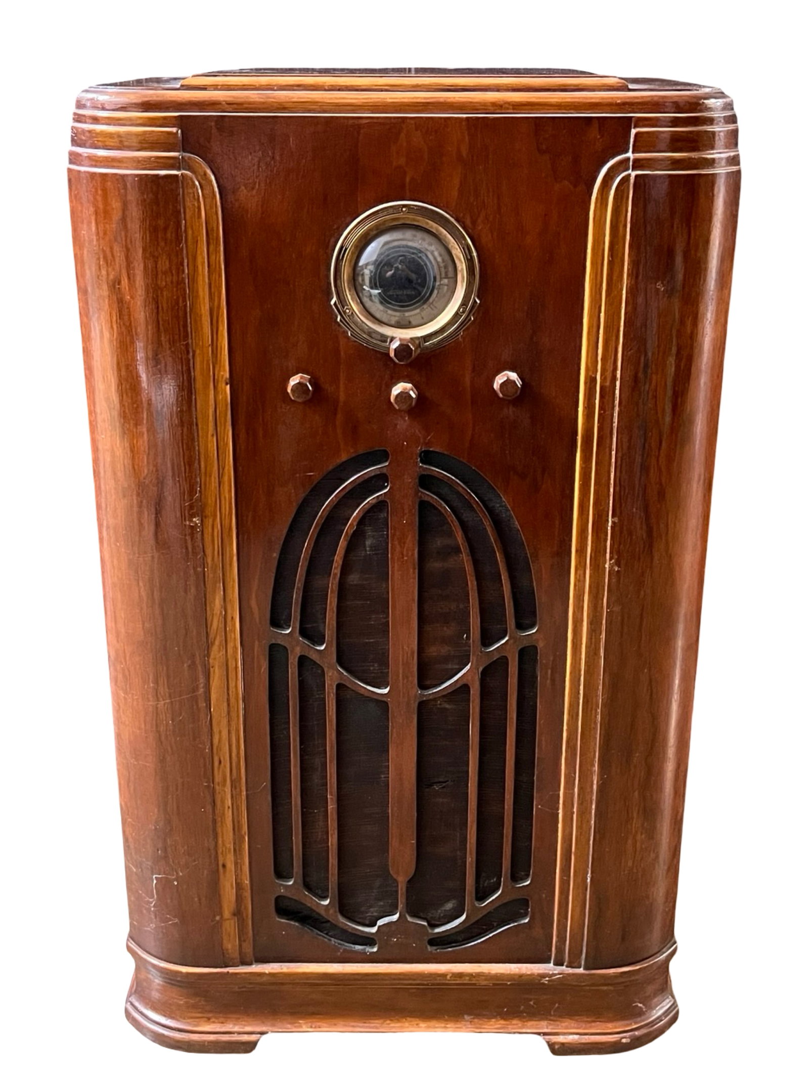 1930's Stewat-Warner "Magic Dial" Radio Console: 1930's Stewat-Warner "Magic Dial" Radio Console.Note: All radios and radio equipment are untested. All items are being sold as-is, show normal age-related wear, and buyers should refer to the pictures
