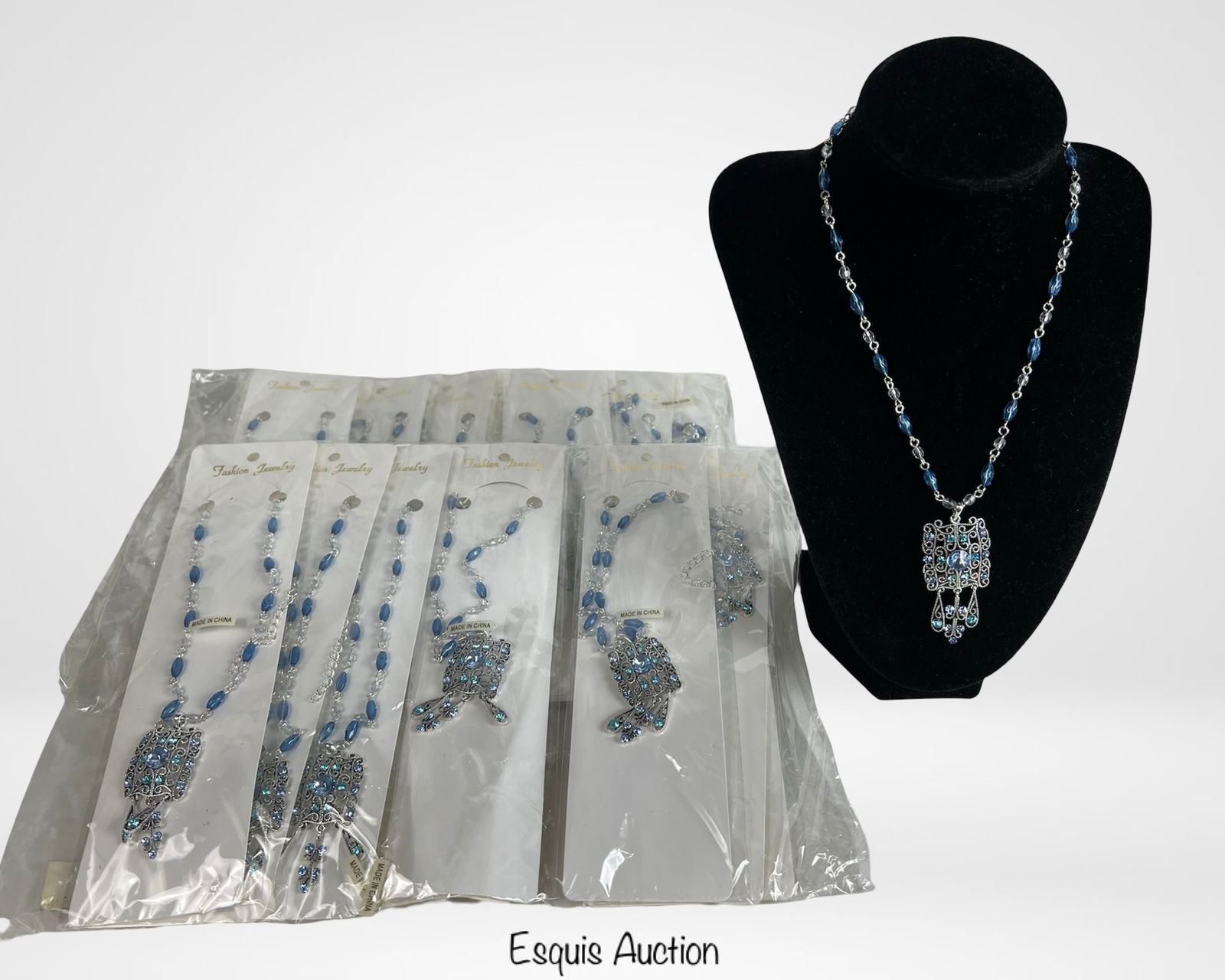 Two Dozen Blue Crystal Pendant Jewelry Necklaces (1 of 1)