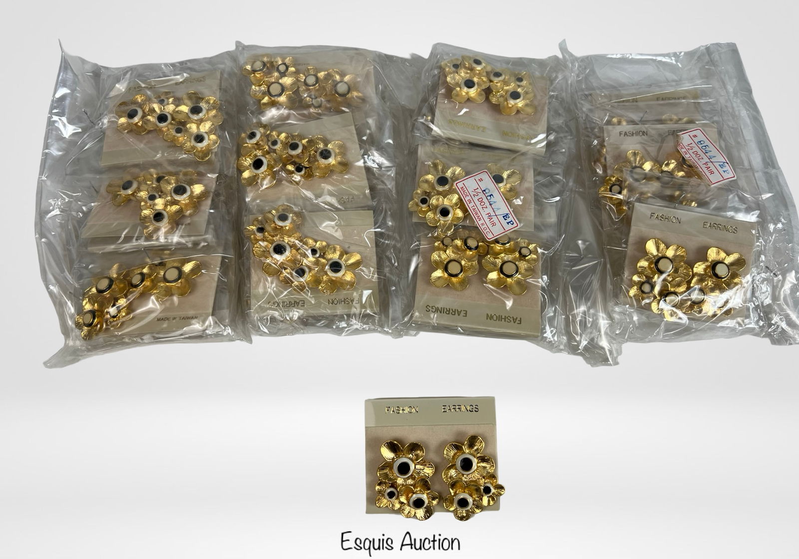 Two Dozen Gold-Tone Floral Jewelry Earrings (1 of 1)