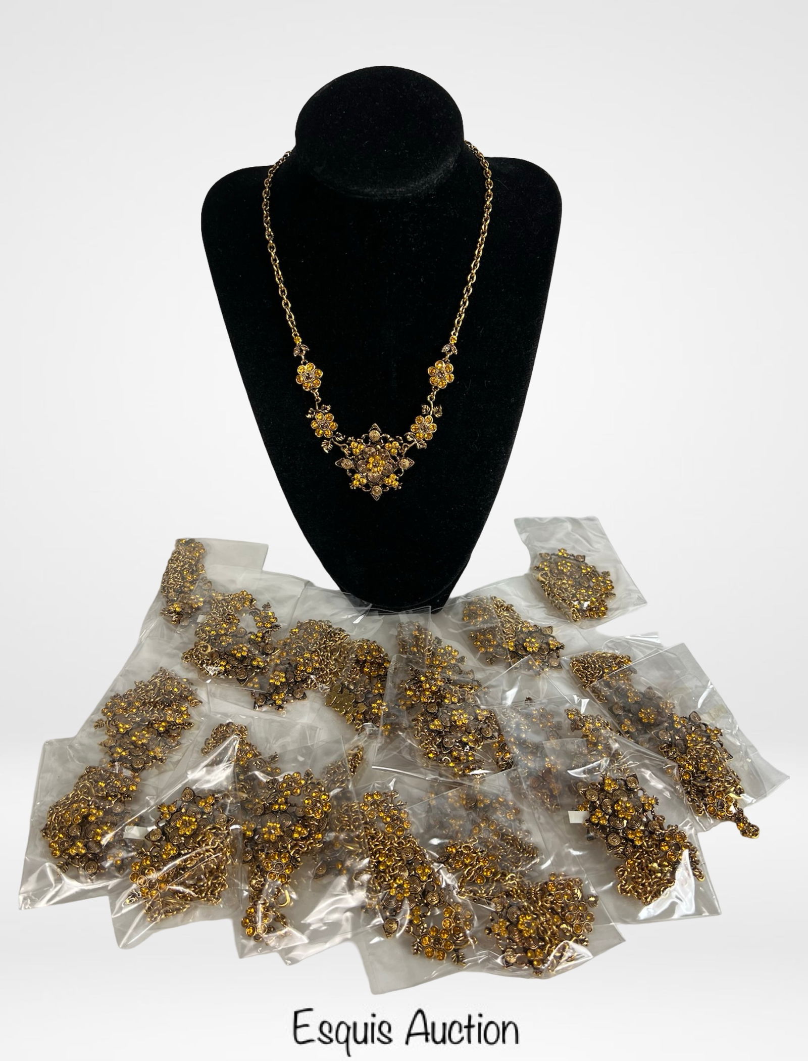 2 Dozen Gold-Tone Floral Costume Jewelry Necklaces (1 of 1)