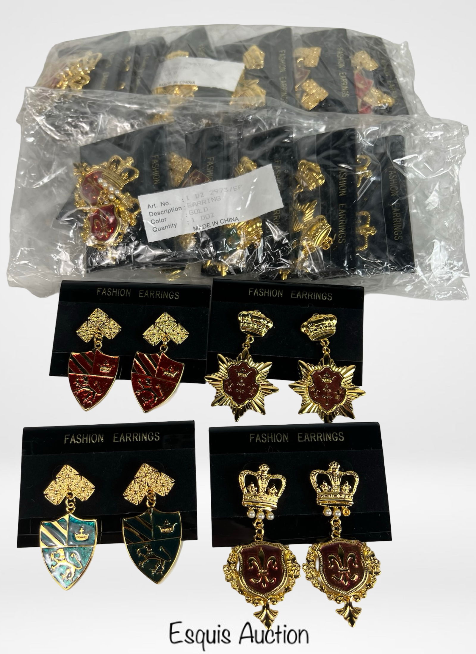 Two Dozen New Heraldic Motif Costume Earrings (1 of 1)