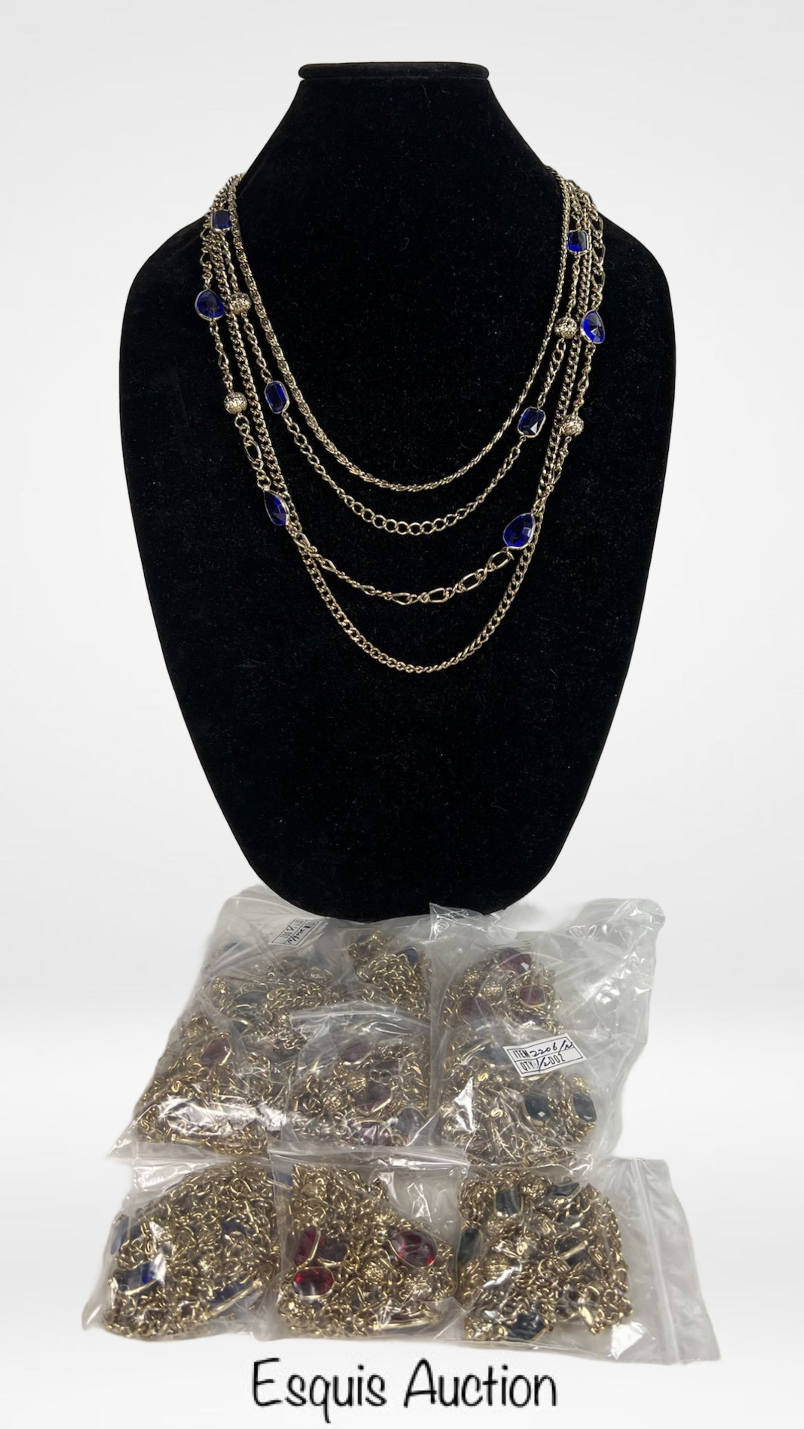 One Dozen Multi-Strand Gold-Tone Costume Necklaces (1 of 1)