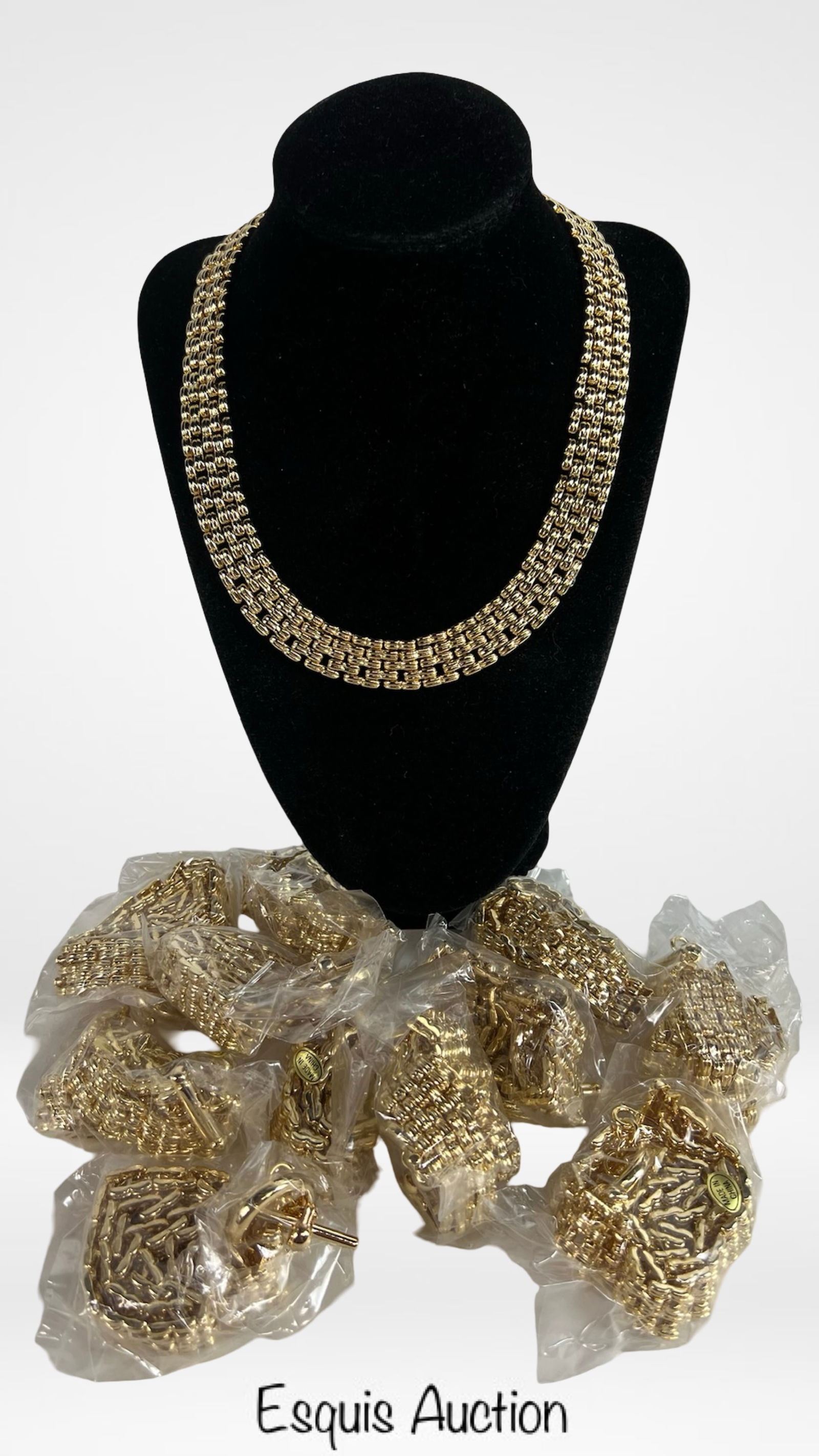 One Dozen Gold-Tone Statement Necklaces (1 of 1)